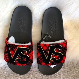 Victoria’s Secret Sport Plaid Velvet Slip-ons- 8